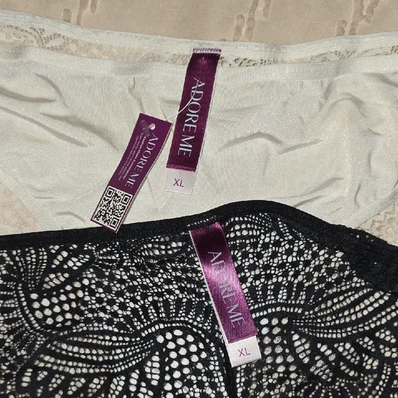 Adore Me Black and White Lace Trim Panties - Picture 2 of 5
